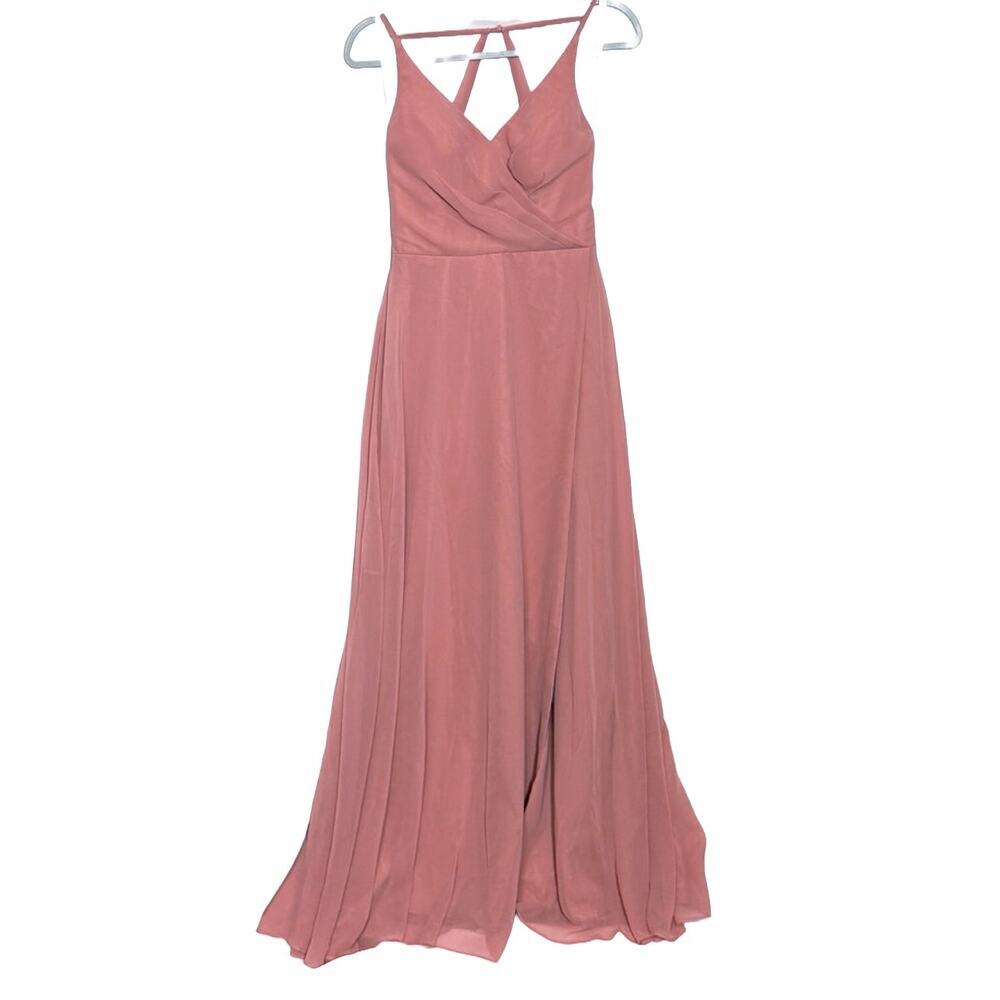 AZAZIE DAVIS Cedar Rose A-Line V-Neck Chiffon Maxi Bridesmaid Dress Sz A4 Prom - Picture 7 of 11